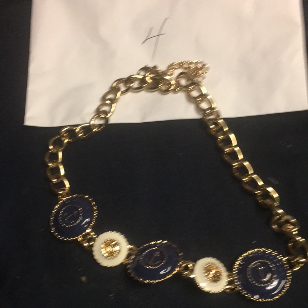 Elegant Gold and Navy Blue Necklace